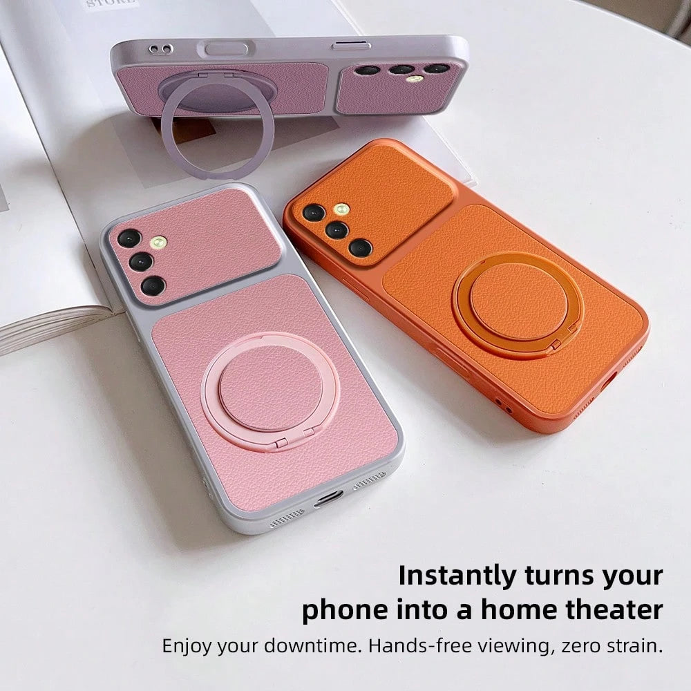 1pc Leather Texture Kickstand Phone Case Compatible With Galaxy S25, S24, S24Plus/S24+, S24Ultra, S24FE, S20, S21, S22, S23 And 11/11 Pro/11 Pro Max/12/12 Pro/12 Pro Max/13/13 Pro/13 Pro Max/14/14 Pro