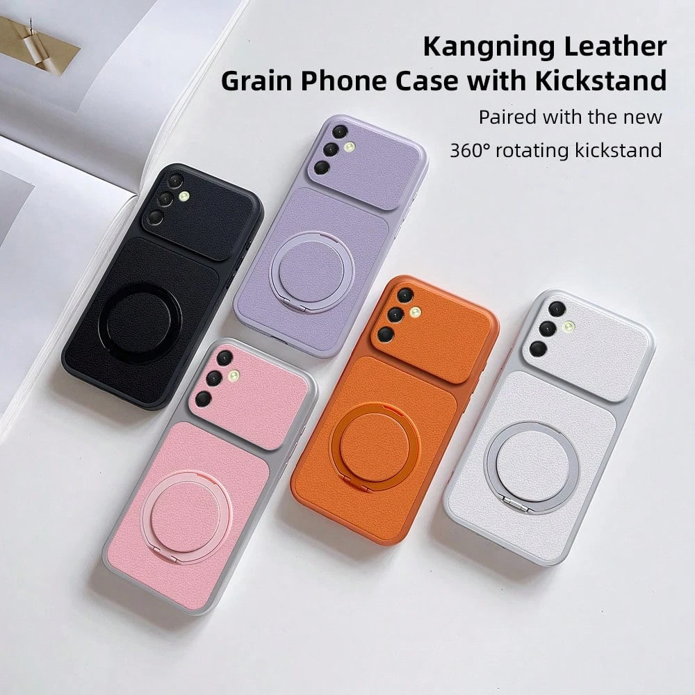 1pc Leather Texture Kickstand Phone Case Compatible With Galaxy S25, S24, S24Plus/S24+, S24Ultra, S24FE, S20, S21, S22, S23 And 11/11 Pro/11 Pro Max/12/12 Pro/12 Pro Max/13/13 Pro/13 Pro Max/14/14 Pro