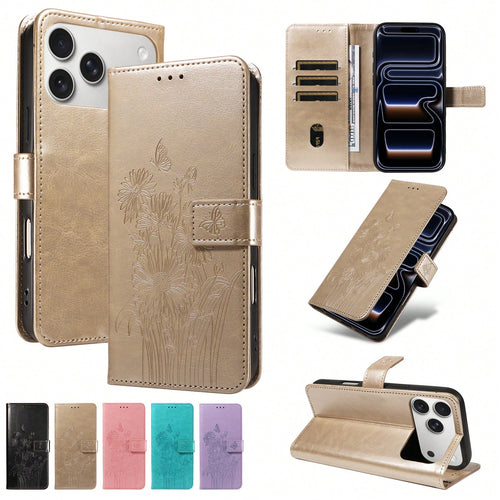 1pc Leather Wallet Phone Case With Card Slot Compatible With Apple 17 Pro Max/ Galaxy A56 Series, Fashion Protective Cover