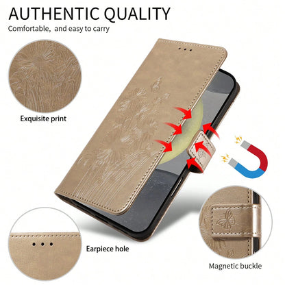 1pc Leather Wallet Phone Case With Card Slot Compatible With Apple 17 Pro Max/ Galaxy A56 Series, Fashion Protective Cover