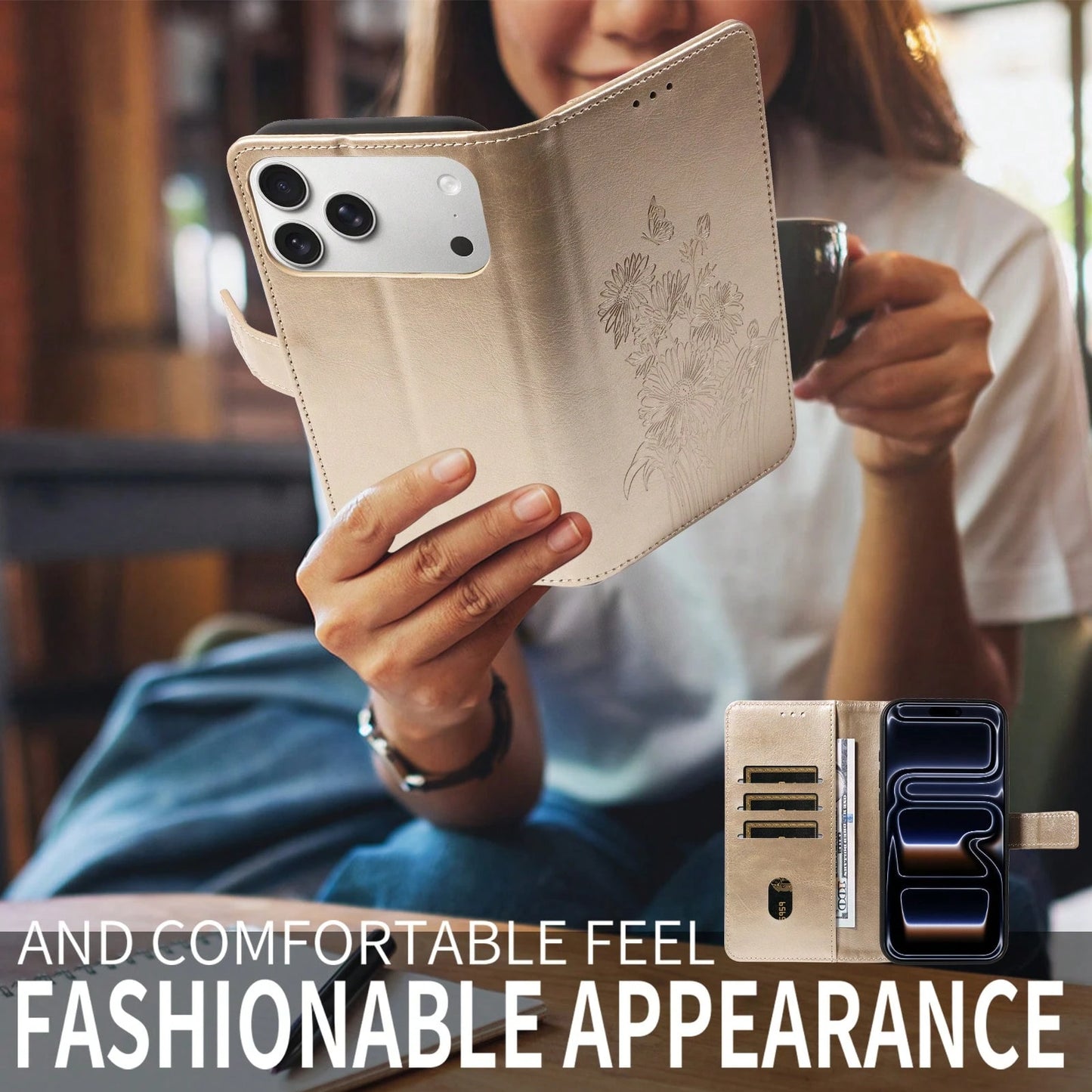 1pc Leather Wallet Phone Case With Card Slot Compatible With Apple 17 Pro Max/ Galaxy A56 Series, Fashion Protective Cover