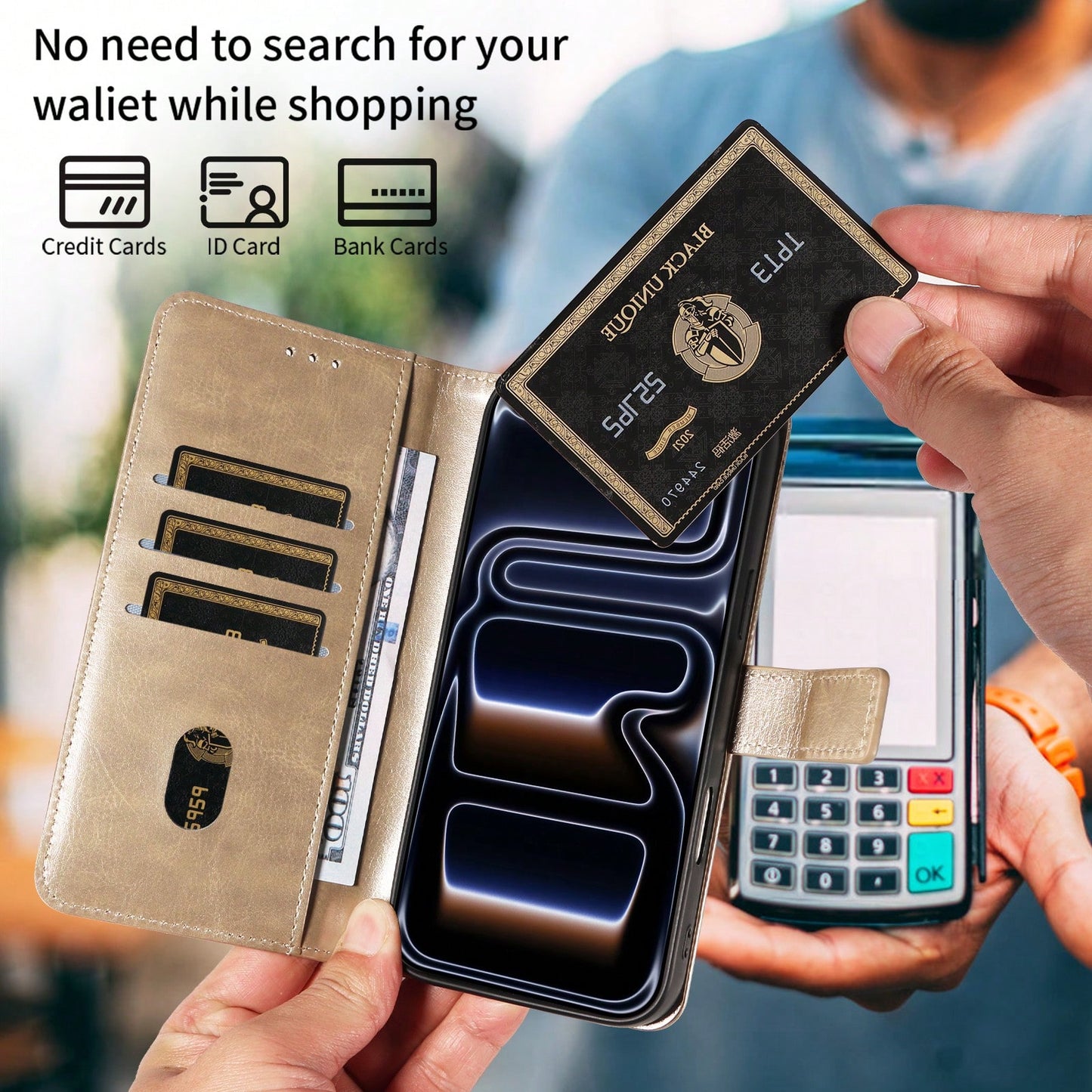 1pc Leather Wallet Phone Case With Card Slot Compatible With Apple 17 Pro Max/ Galaxy A56 Series, Fashion Protective Cover