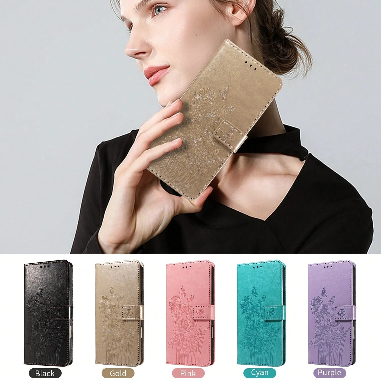 1pc Leather Wallet Phone Case With Card Slot Compatible With Apple 17 Pro Max/ Galaxy A56 Series, Fashion Protective Cover