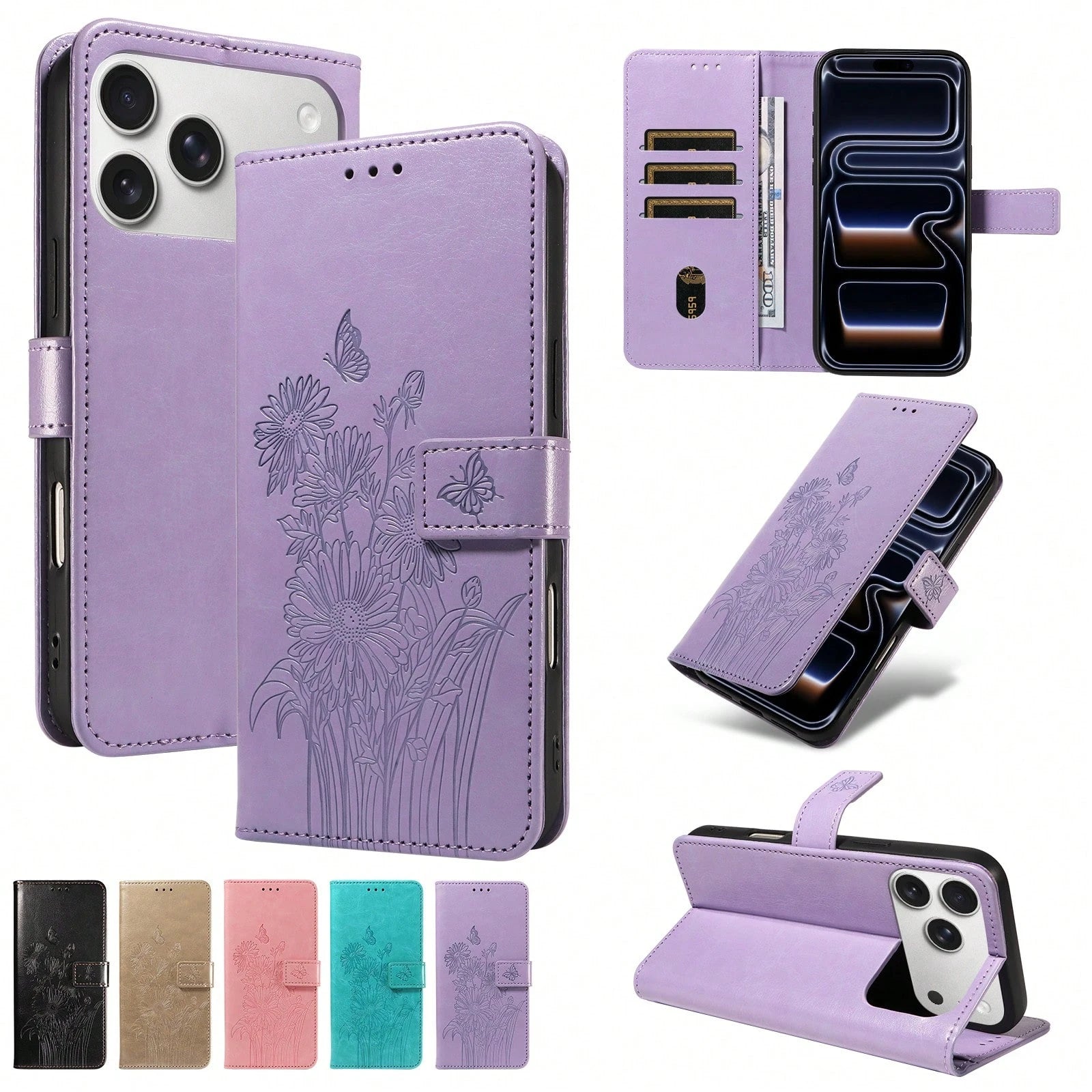 1pc Leather Wallet Phone Case With Card Slot Compatible With Apple 17 Pro Max/ Galaxy A56 Series, Fashion Protective Cover