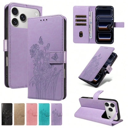 1pc Leather Wallet Phone Case With Card Slot Compatible With Apple 17 Pro Max/ Galaxy A56 Series, Fashion Protective Cover