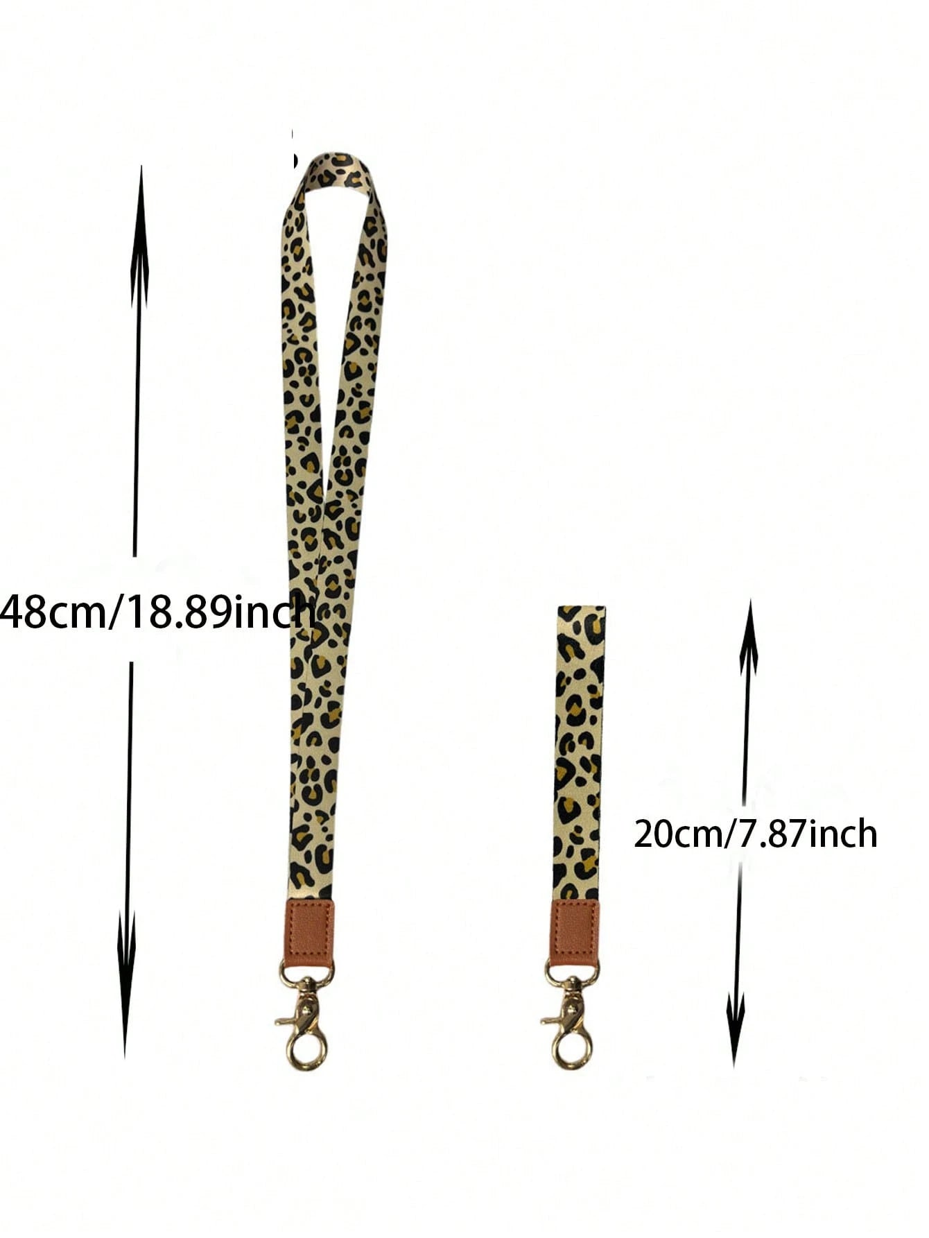 1PC Leopard & Daisy Print Lanyard, Leather Neck Strap, ID Badge Holder, Keychain Lanyard For Keys, Phone, Card