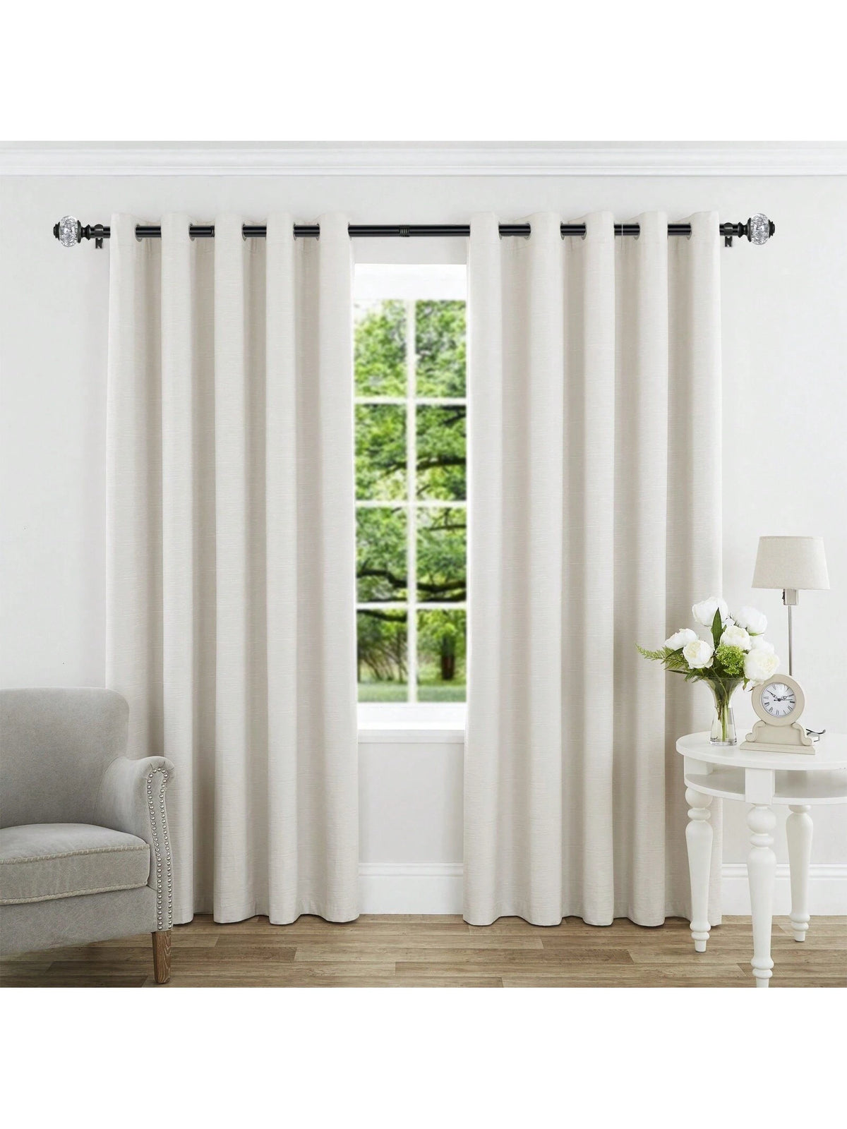 1pc Long Curtain Rods, Telescoping Splicing 1 Inch Curtain Rod For Windows, Bedroom, Drapery Rods With Decorative Translucent Finials, Black/Sliver/Gold