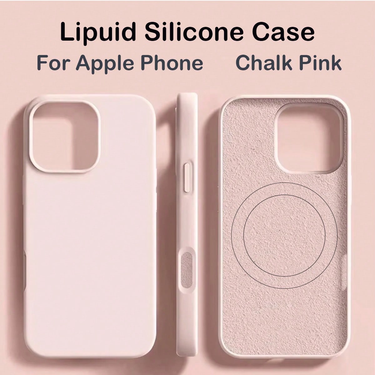 1pc Luxury Pink Liquid Chalk Silicone Phone Case For 17 Air 16 E 11 13 12 14 15 Pro Max Plus Series Anti-Drop Protective Cover, Aesthetic