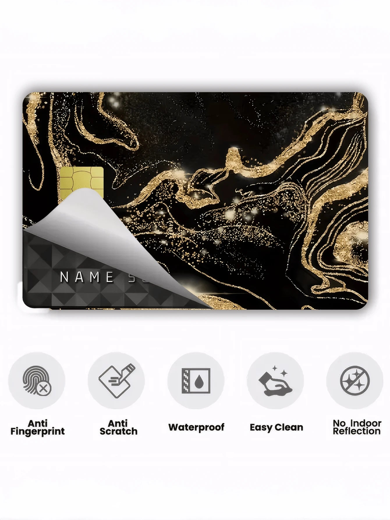 1pc Marble Style Credit Card Sticker, Luxury Gemstone Decor, Fingerprint-Resistant PVC Material, Durable & Scratch-Resistant, Suitable For Men, Women, Couples, For ID Cards, Bank Cards, Credit Cards