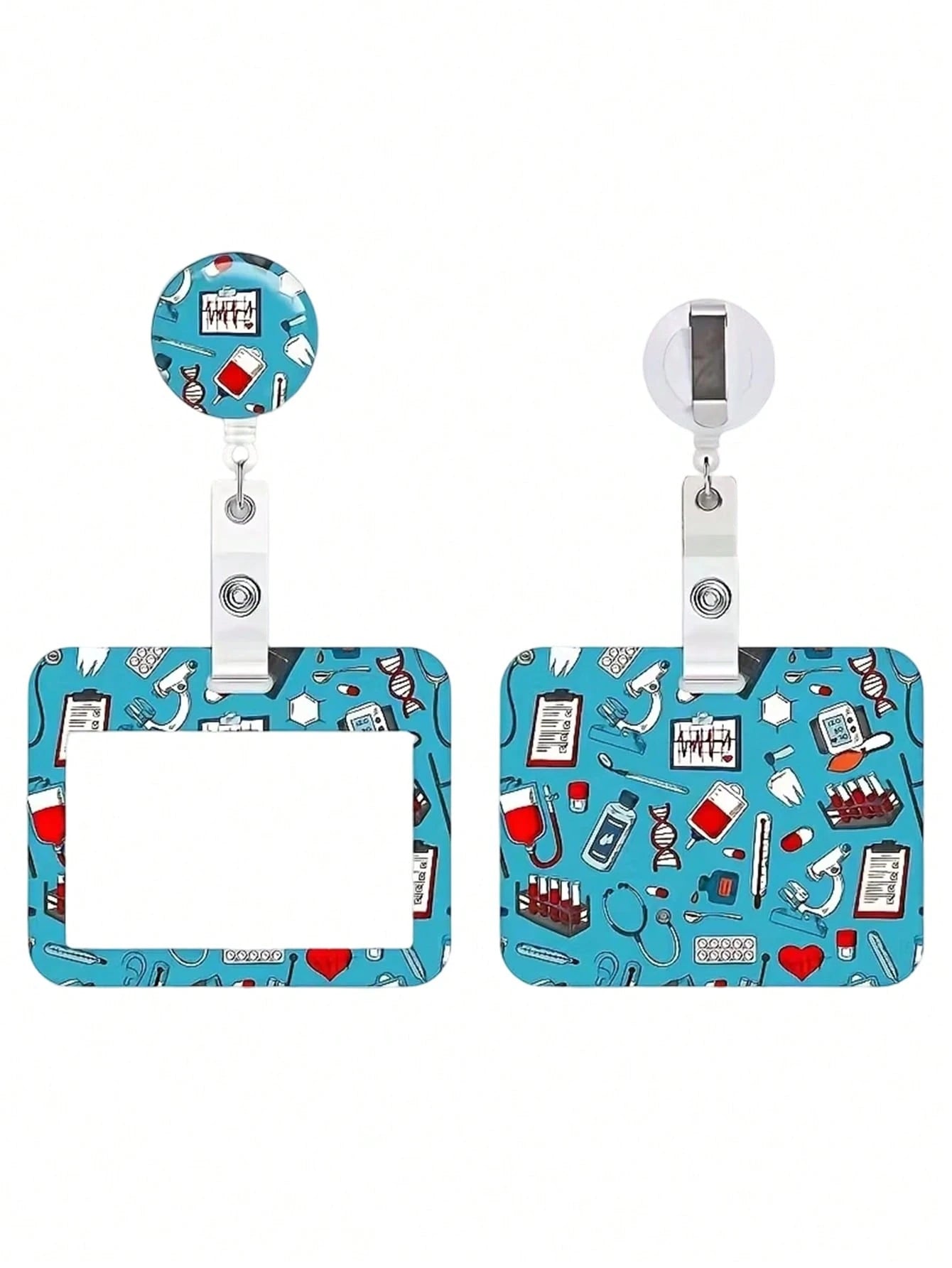 1pc Medical ID Badge Holder With Safety Clip, Stethoscope And Heart Pattern, Suitable For Hospitals, Clinics, Doctors, Nurses, Medical Professionals