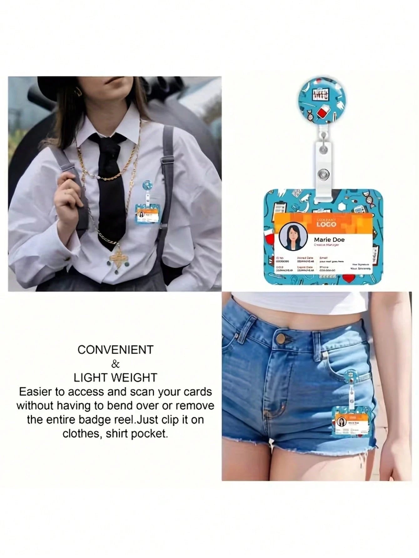 1pc Medical ID Badge Holder With Safety Clip, Stethoscope And Heart Pattern, Suitable For Hospitals, Clinics, Doctors, Nurses, Medical Professionals
