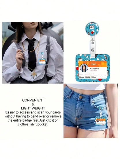 1pc Medical ID Badge Holder With Safety Clip, Stethoscope And Heart Pattern, Suitable For Hospitals, Clinics, Doctors, Nurses, Medical Professionals