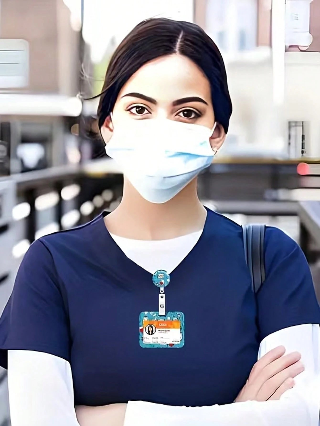 1pc Medical ID Badge Holder With Safety Clip, Stethoscope And Heart Pattern, Suitable For Hospitals, Clinics, Doctors, Nurses, Medical Professionals