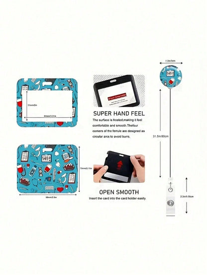 1pc Medical ID Badge Holder With Safety Clip, Stethoscope And Heart Pattern, Suitable For Hospitals, Clinics, Doctors, Nurses, Medical Professionals