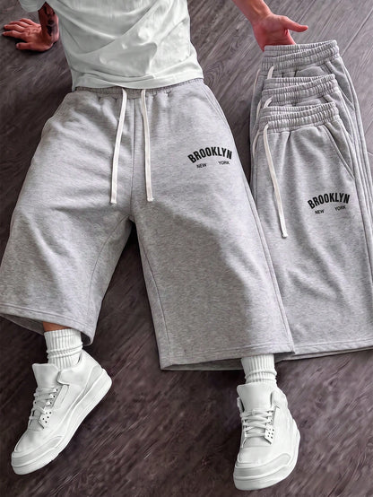 1pc Men's Casual Capri Shorts, Minimalist Design Interpreting A Relaxed Attitude, You Can Wear Your Unique Man Style Sports