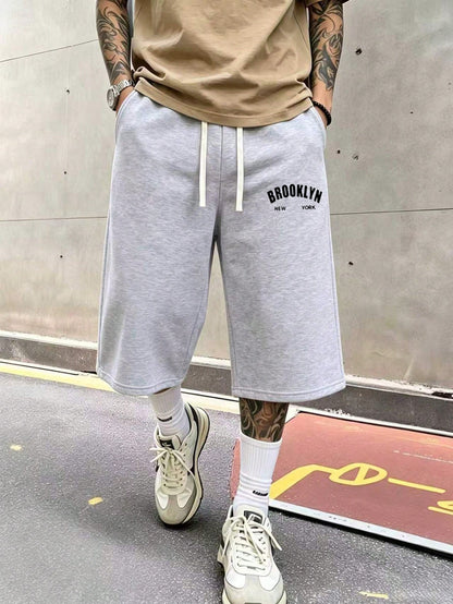 1pc Men's Casual Capri Shorts, Minimalist Design Interpreting A Relaxed Attitude, You Can Wear Your Unique Man Style Sports