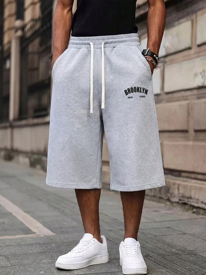 1pc Men's Casual Capri Shorts, Minimalist Design Interpreting A Relaxed Attitude, You Can Wear Your Unique Man Style Sports