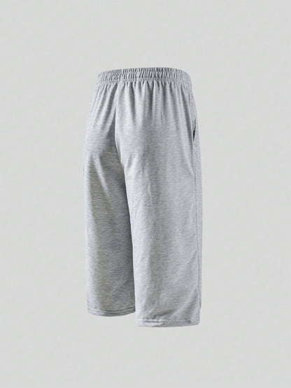 1pc Men's Casual Capri Shorts, Minimalist Design Interpreting A Relaxed Attitude, You Can Wear Your Unique Man Style Sports