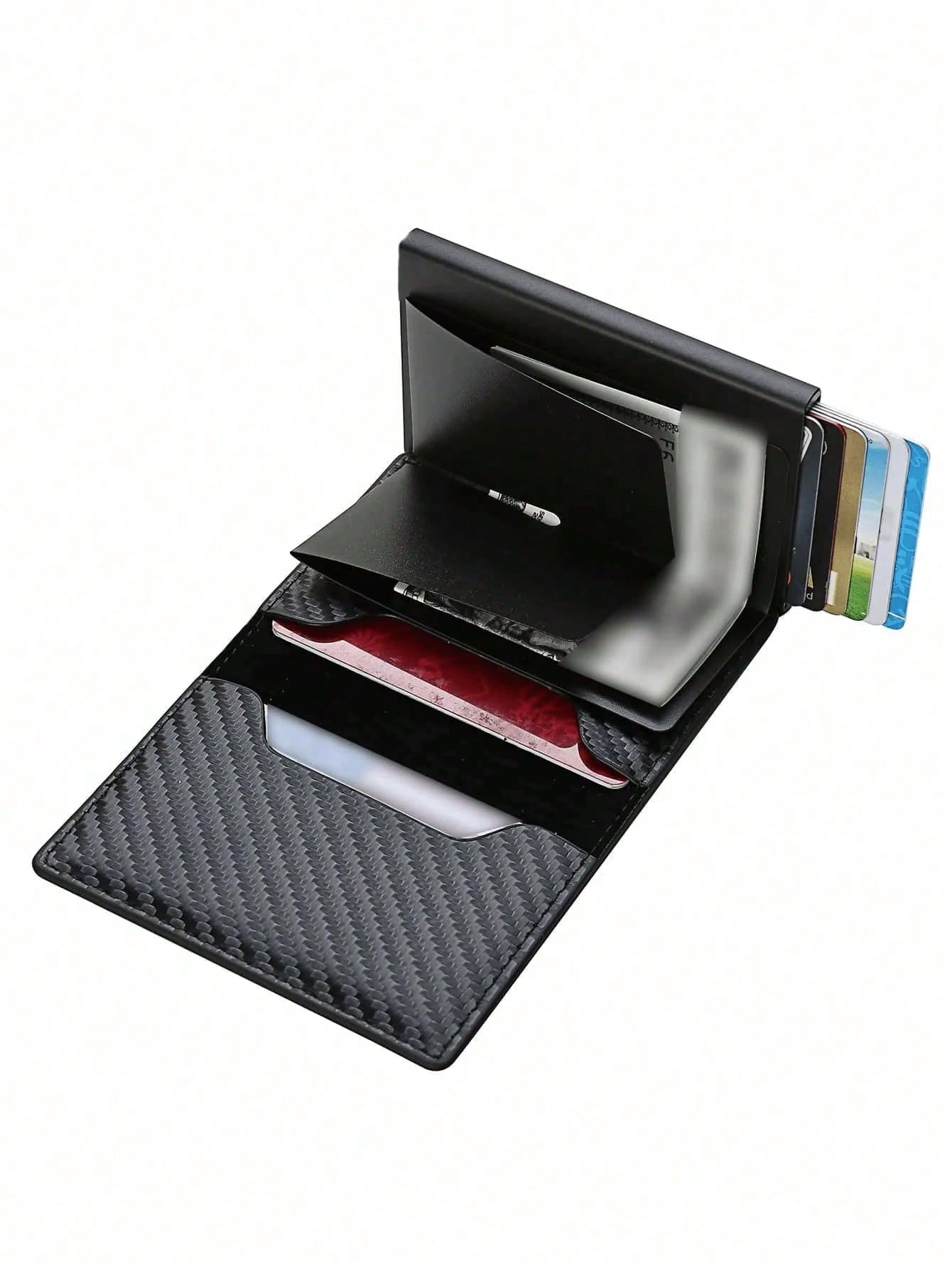 1pc Men's Wallet, 3 Color Carbon Fiber Card Holder, Automatic Pop-Up Aluminum Alloy RFID Card Clip, Anti-Theft Anti-Demagnetization Card Case, Suitable For Formal/Business Occasions