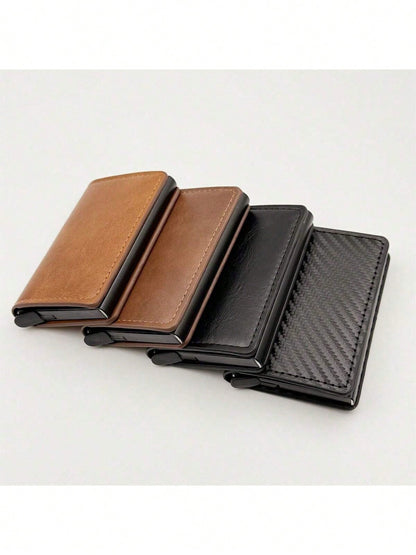 1pc Men's Wallet, 3 Color Carbon Fiber Card Holder, Automatic Pop-Up Aluminum Alloy RFID Card Clip, Anti-Theft Anti-Demagnetization Card Case, Suitable For Formal/Business Occasions