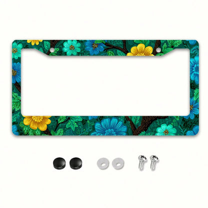1pc Metal License Plate Frame Compatible For North American & International- Tropical Rainforest With UV-Resistant Rustproof Frame, Easy Installation, Fits Vehicles (Includes Mounting Screws)- 12x6