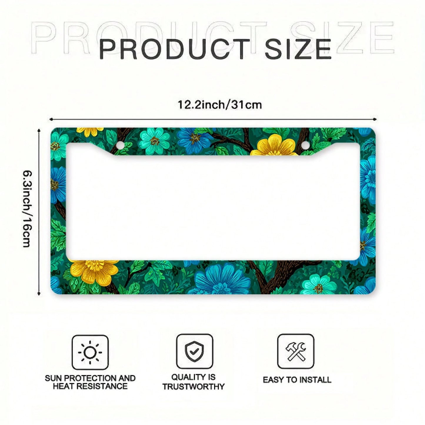 1pc Metal License Plate Frame Compatible For North American & International- Tropical Rainforest With UV-Resistant Rustproof Frame, Easy Installation, Fits Vehicles (Includes Mounting Screws)- 12x6