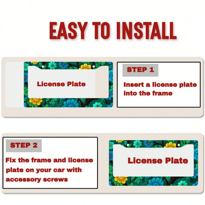 1pc Metal License Plate Frame Compatible For North American & International- Tropical Rainforest With UV-Resistant Rustproof Frame, Easy Installation, Fits Vehicles (Includes Mounting Screws)- 12x6