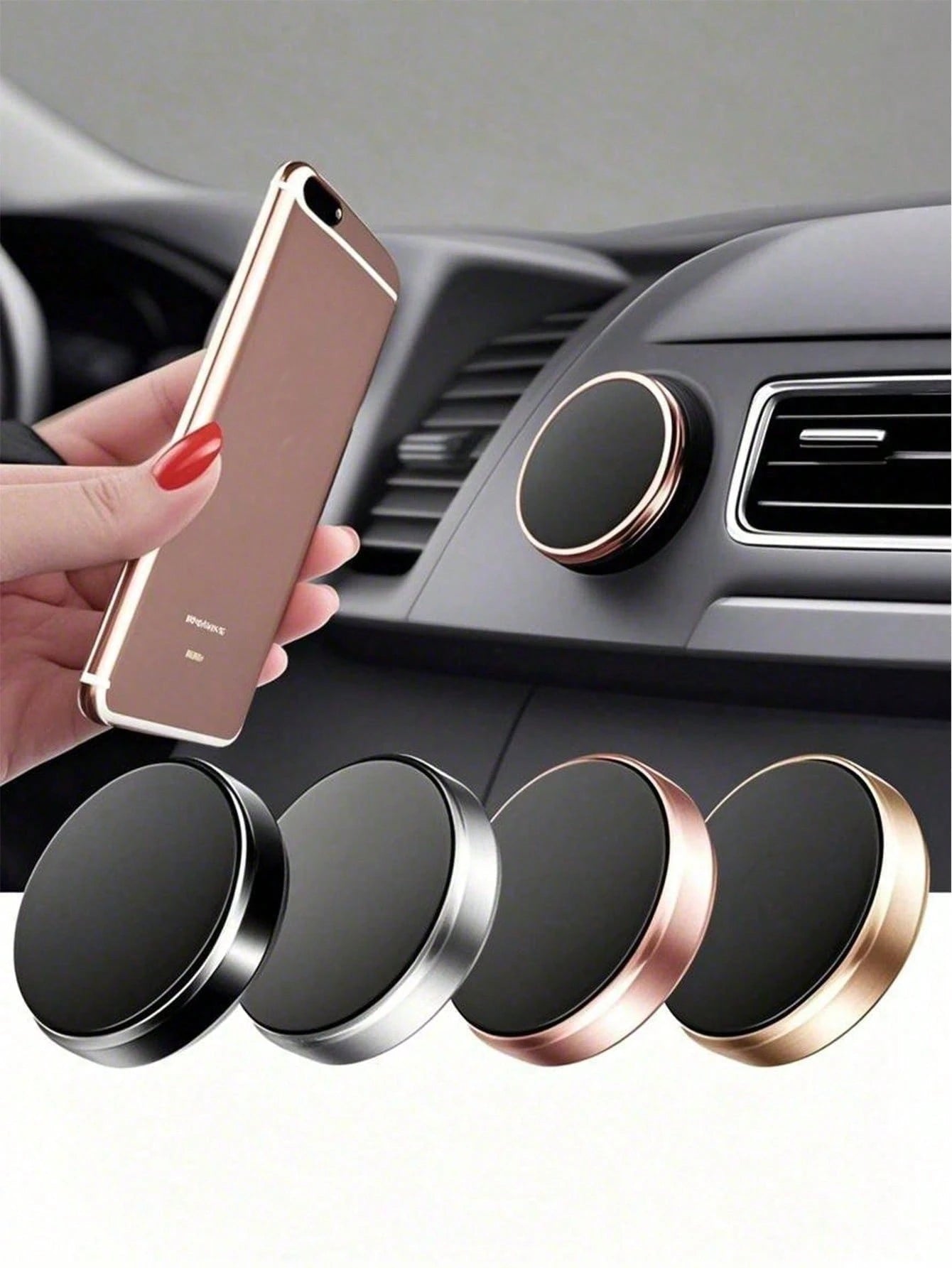 1pc Metal Round Mini Magnetic Phone Holder, Car Multifunctional Phone Navigation Mount, Dashboard Mount Compatible With IPhone And Android Phones, Suitable As Birthday Gift For Family And Friends Car