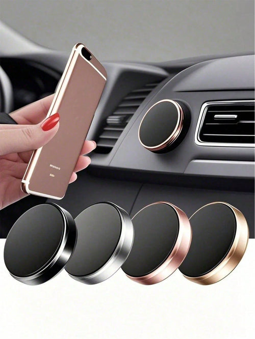 1pc Metal Round Mini Magnetic Phone Holder, Car Multifunctional Phone Navigation Mount, Dashboard Mount Compatible With IPhone And Android Phones, Suitable As Birthday Gift For Family And Friends Car