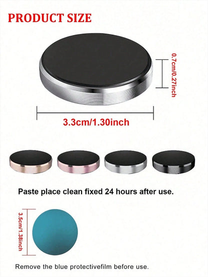 1pc Metal Round Mini Magnetic Phone Holder, Car Multifunctional Phone Navigation Mount, Dashboard Mount Compatible With IPhone And Android Phones, Suitable As Birthday Gift For Family And Friends Car