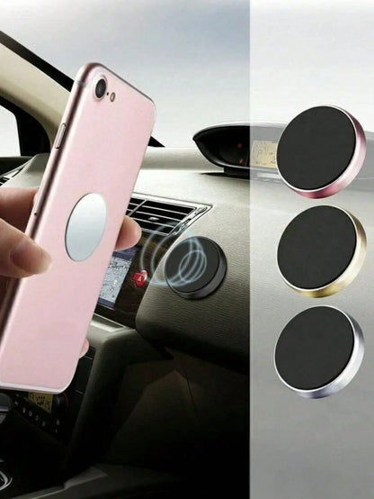 1pc Metal Round Mini Magnetic Phone Holder, Car Multifunctional Phone Navigation Mount, Dashboard Mount Compatible With IPhone And Android Phones, Suitable As Birthday Gift For Family And Friends Car