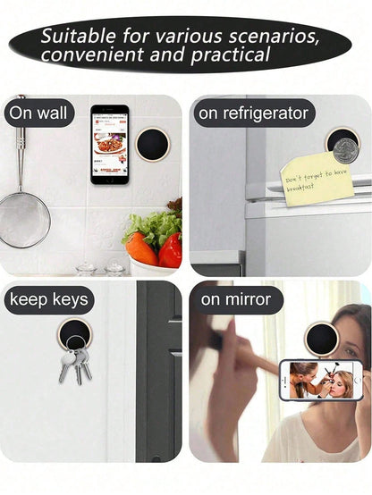 1pc Metal Round Mini Magnetic Phone Holder, Car Multifunctional Phone Navigation Mount, Dashboard Mount Compatible With IPhone And Android Phones, Suitable As Birthday Gift For Family And Friends Car
