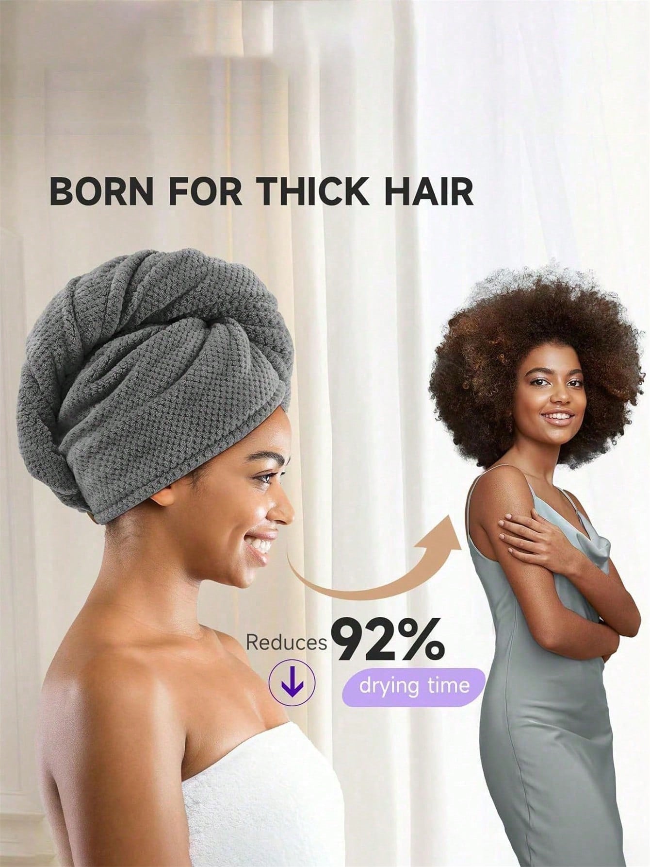 1pc Microfiber Hair Towel, Soft Quick Dry Hair Wrap, Minimalist Solid Color Bathroom Towel, Super Absorbent Hair Turban, Anti-Frizz Wet Hair Shower Cap, Bathroom Accessories Sleep Bonnet