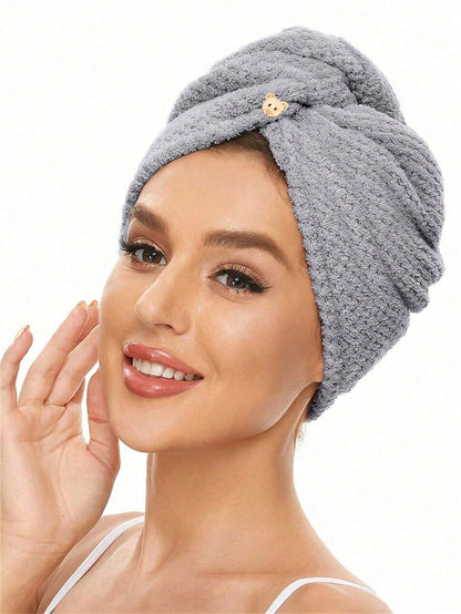 1pc Microfiber Hair Towel, Soft Quick Dry Hair Wrap, Minimalist Solid Color Bathroom Towel, Super Absorbent Hair Turban, Anti-Frizz Wet Hair Shower Cap, Bathroom Accessories Sleep Bonnet