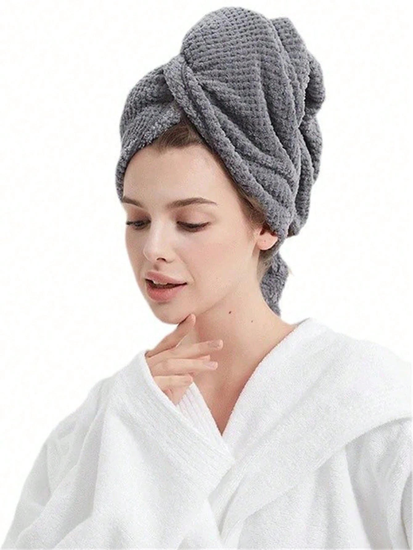 1pc Microfiber Hair Towel, Soft Quick Dry Hair Wrap, Minimalist Solid Color Bathroom Towel, Super Absorbent Hair Turban, Anti-Frizz Wet Hair Shower Cap, Bathroom Accessories Sleep Bonnet