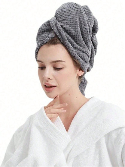 1pc Microfiber Hair Towel, Soft Quick Dry Hair Wrap, Minimalist Solid Color Bathroom Towel, Super Absorbent Hair Turban, Anti-Frizz Wet Hair Shower Cap, Bathroom Accessories Sleep Bonnet