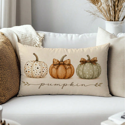1pc Minimalist Autumn 3 Pumpkins Cushion Cover, Single-Sided Printed Peach Skin Velvet Material, 30*50/40*60CM Pillowcase Suitable For Modern Minimalist Sofa Living Room Decor, Party Decoration, Gift