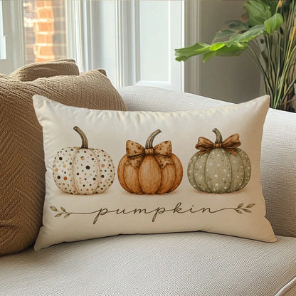 1pc Minimalist Autumn 3 Pumpkins Cushion Cover, Single-Sided Printed Peach Skin Velvet Material, 30*50/40*60CM Pillowcase Suitable For Modern Minimalist Sofa Living Room Decor, Party Decoration, Gift