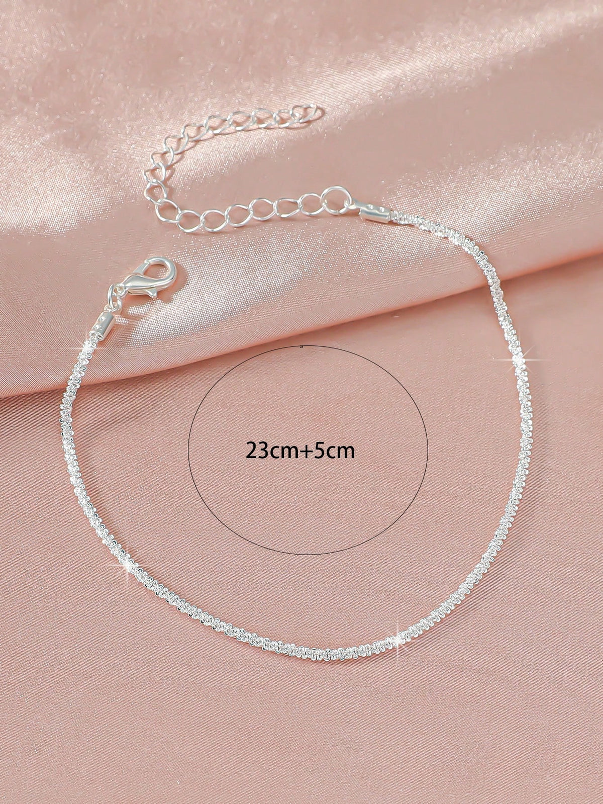 1pc Minimalist Charm Bead Chain Silver Anklet, Women's Travel & Holiday Accessory, Suitable For Couples