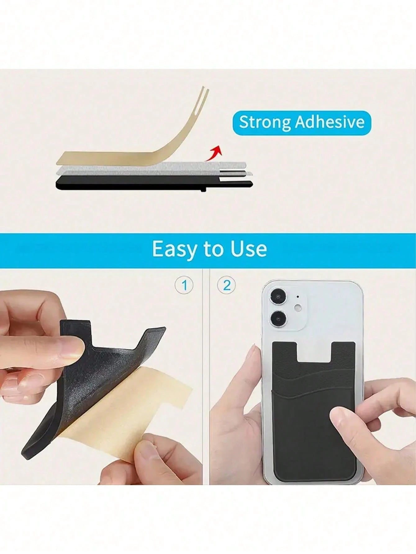 1pc Minimalist Universal Adhesive Phone Back Bag Phone Back Wallet Pocket Compatible With Most Smartphones And Protective Cases Card Covers For Vacation Card Holder Wallet Business Card Holder Credit
