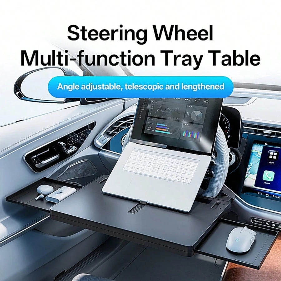 1pc Multi-Function Adjustable Car Steering Wheel Desk, Floating Cup Holder, In-Car Office Accessory