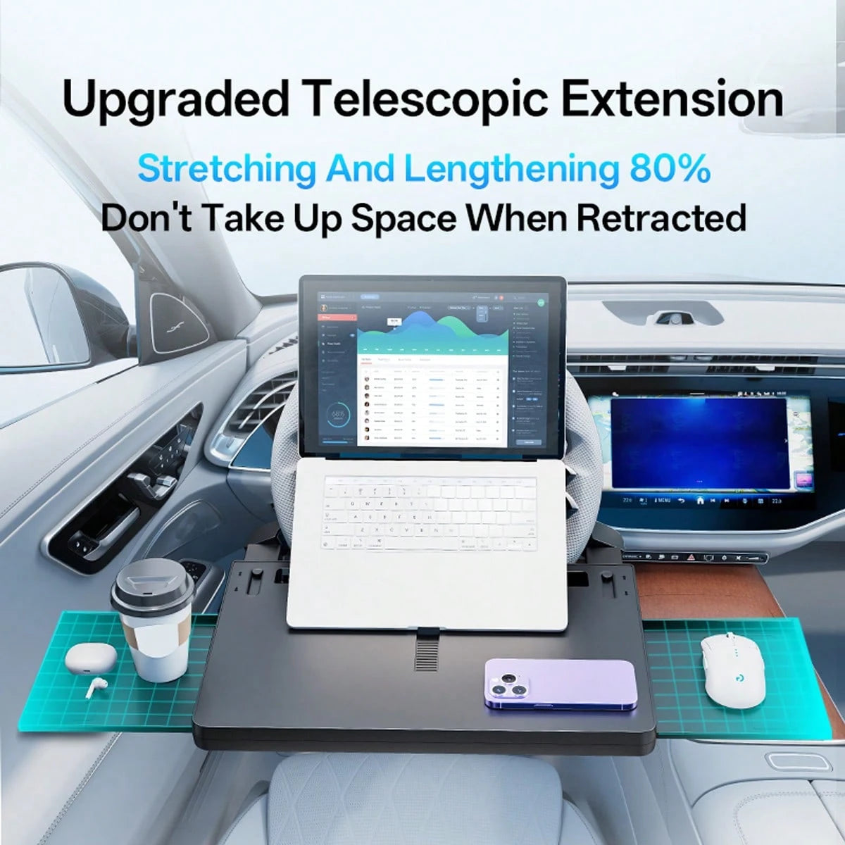 1pc Multi-Function Adjustable Car Steering Wheel Desk, Floating Cup Holder, In-Car Office Accessory