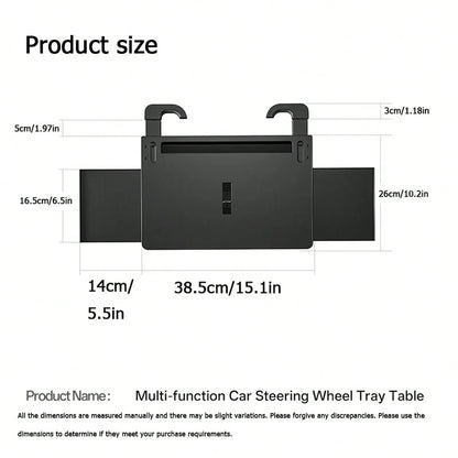 1pc Multi-Function Adjustable Car Steering Wheel Desk, Floating Cup Holder, In-Car Office Accessory