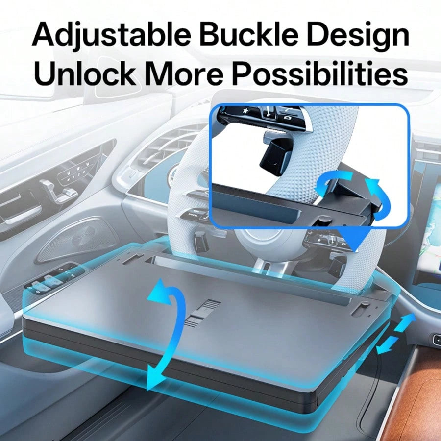 1pc Multi-Function Adjustable Car Steering Wheel Desk, Floating Cup Holder, In-Car Office Accessory