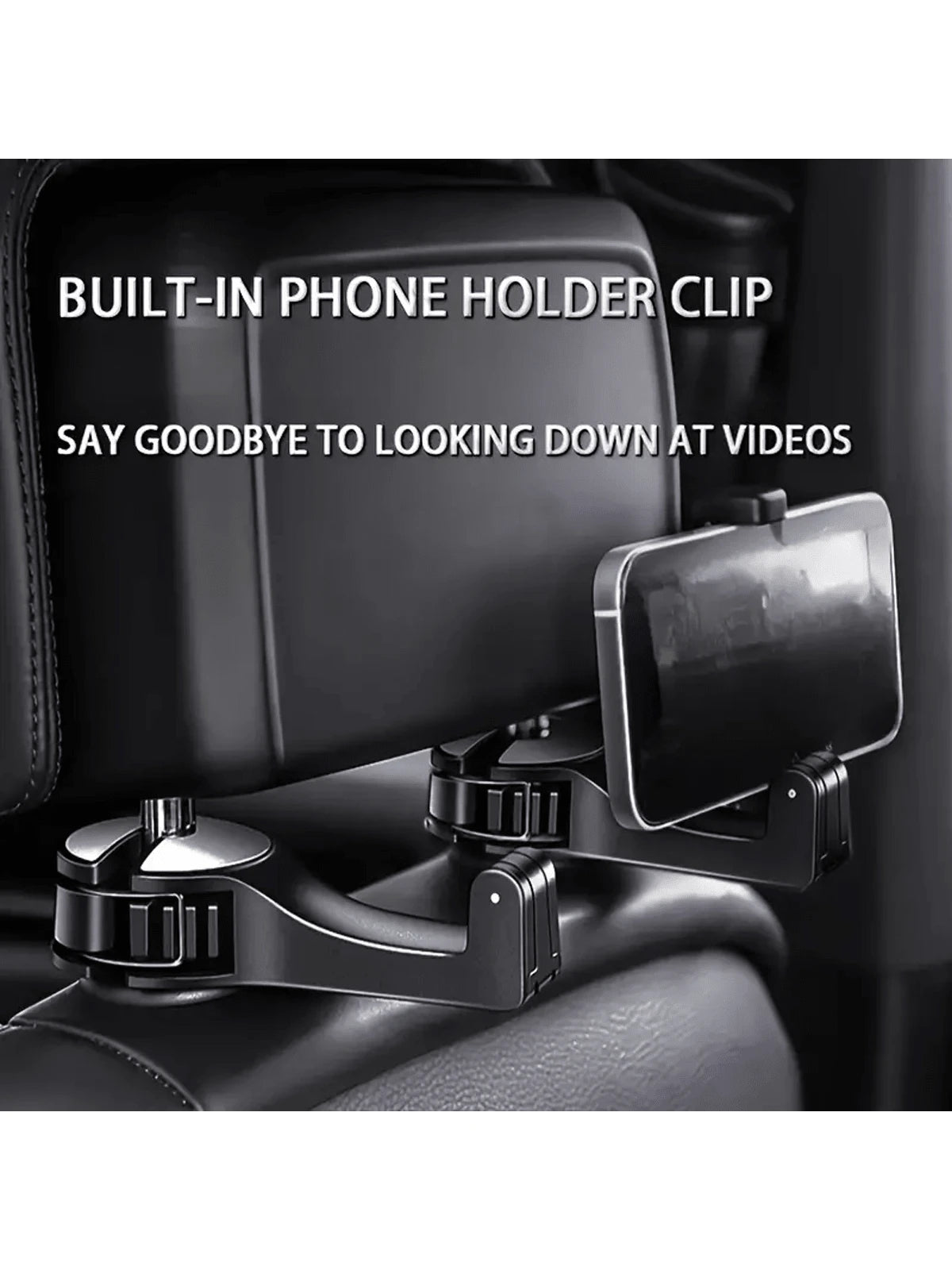 1pc Multi-Function Backseat Phone Holder- 360° Rotatable Holder, Headrest Hidden Design, Car Clip- Enhance Your Driving Convenience And Entertainment