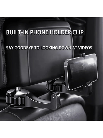 1pc Multi-Function Backseat Phone Holder- 360° Rotatable Holder, Headrest Hidden Design, Car Clip- Enhance Your Driving Convenience And Entertainment