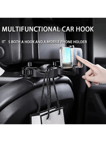 1pc Multi-Function Backseat Phone Holder- 360° Rotatable Holder, Headrest Hidden Design, Car Clip- Enhance Your Driving Convenience And Entertainment