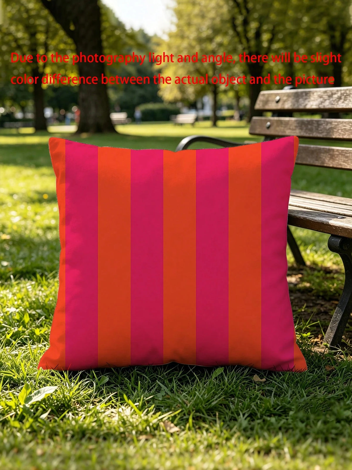 1pc Neon Pink & Orange Vertical Striped Teepee Design Throw Pillow Cover, Suitable For Living Room, Bedroom, Sofa, Home, Room Decor- Party, Family Gathering, Holiday Decor- Cushion Cover (No Pillow
