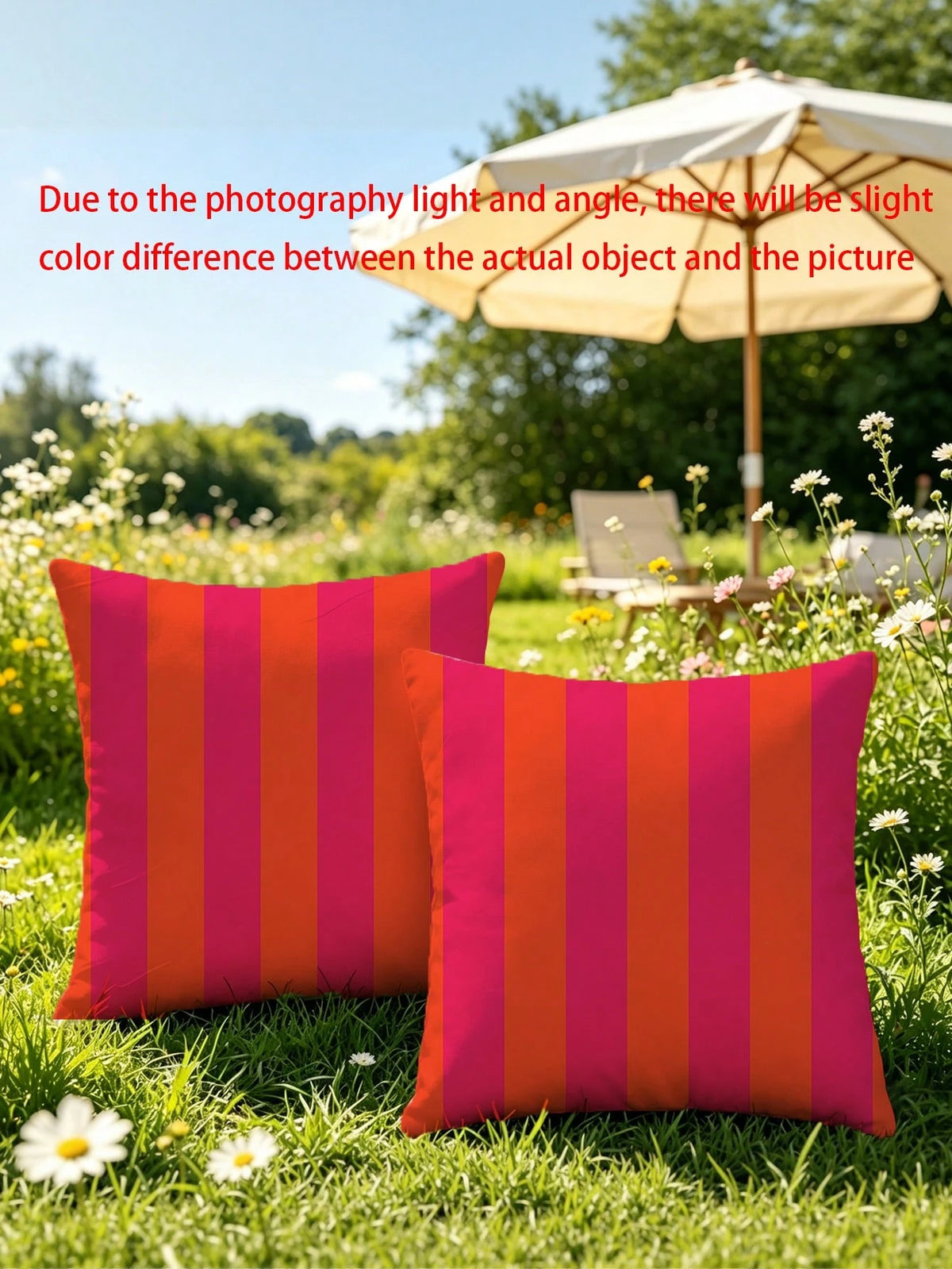 1pc Neon Pink & Orange Vertical Striped Teepee Design Throw Pillow Cover, Suitable For Living Room, Bedroom, Sofa, Home, Room Decor- Party, Family Gathering, Holiday Decor- Cushion Cover (No Pillow