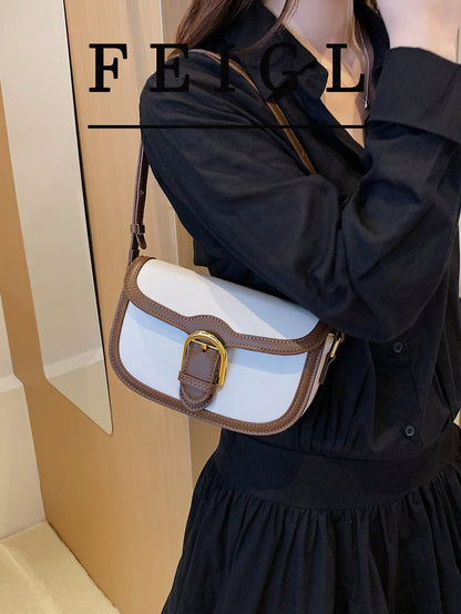 1pc New Colorblock Women's Crossbody Bag, Casual PU Saddle Bag, Designer Inspired Minimalist Versatile Shoulder Bag, Fashion Small Square Bag, Women's Wallet, Card Holder, Coin Purse, Key Pouch, Suita